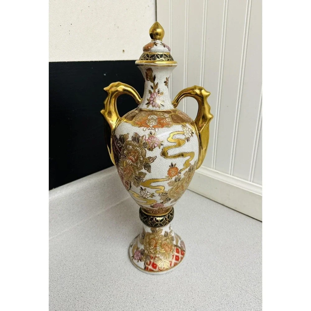 Antique Chinese Qing Dynasty Qianlong Mark Bottle Vase Famille Rose Gilt 16